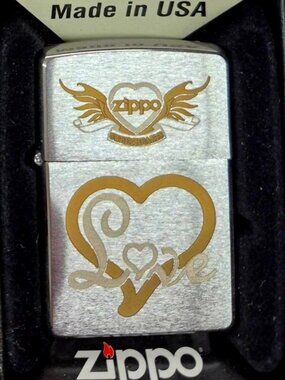 Sharp Zipper Love Heart Logo Zippo Lighter W/Zippo Butane Torch Insert